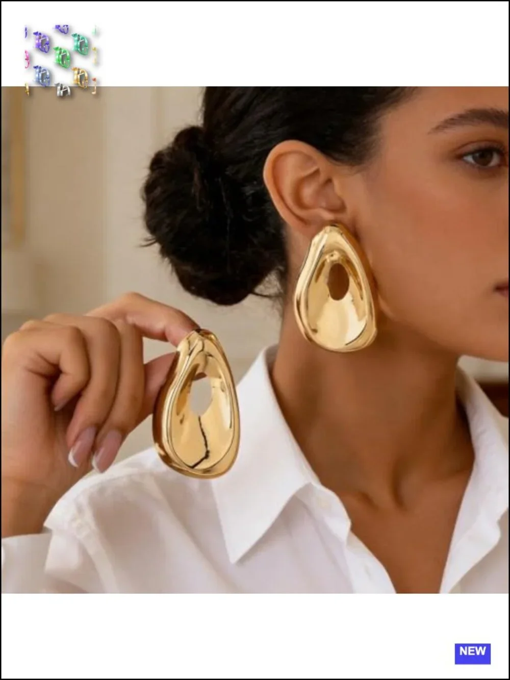 Gold Geometric Chunky Drop Dangle Earrings Statement Hollow Openwork Jewelry